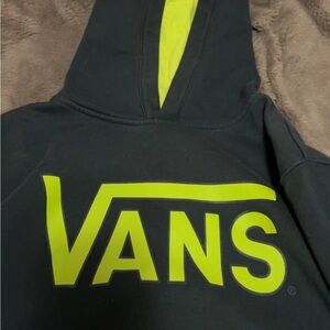 Vans Black Hoodie with Neon Yellow Logo